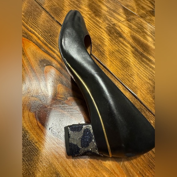 Tanya Heath Shoes Classic Pump Size 41 Almond toe black leather Made in France - Picture 2 of 9